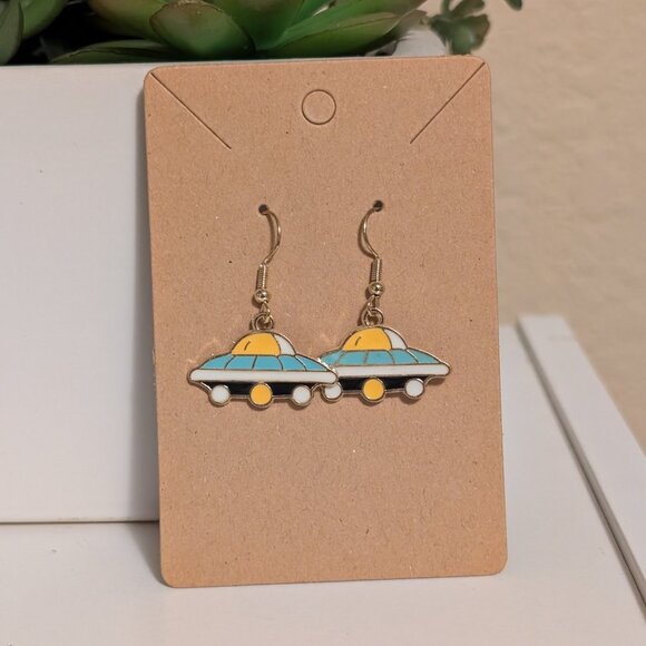 Jewelry - Handcrafted UFO Enamel Earrings, New